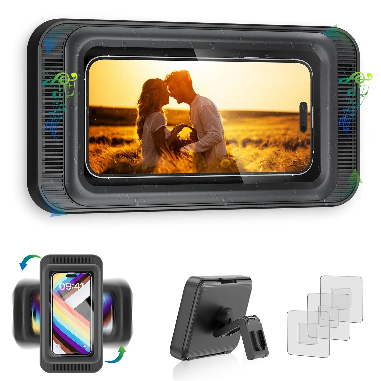 Support de Téléphone Étanche pour Douche avec Rotation 480°