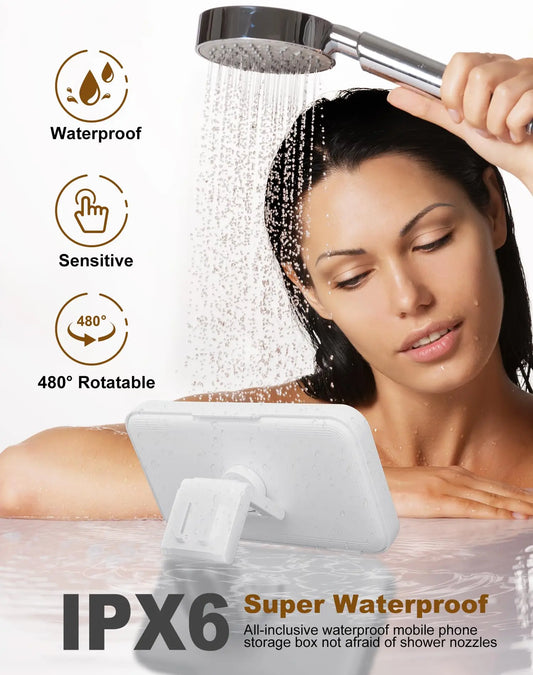 Support de Téléphone Étanche pour Douche avec Rotation 480°
